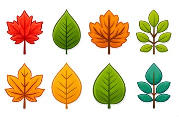 Obraz premium Colorful cartoon autumn leaves showing changing seasons