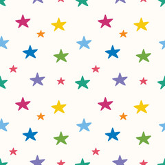 Seamless pattern with colorful stars on a light background for party or kids birthday