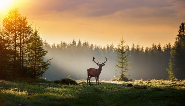 deer in the morning in the forest