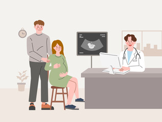 Illustration of ultrasound pregnancy screening concept