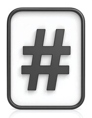 Fototapeta premium Gray hashtag symbol on a white rectangle