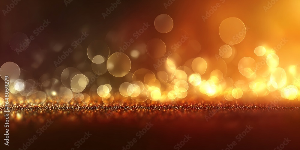 Poster elegant golden bokeh pattern with warm gradient background, shimmering highlights, and festive vibes