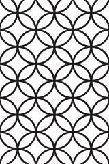 Fototapeta premium Seamless geometric pattern of interlocking black circles forming a repeating tessellation on a white background