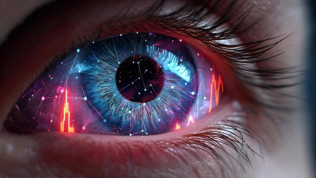 Abstract eye design with digital graphs.