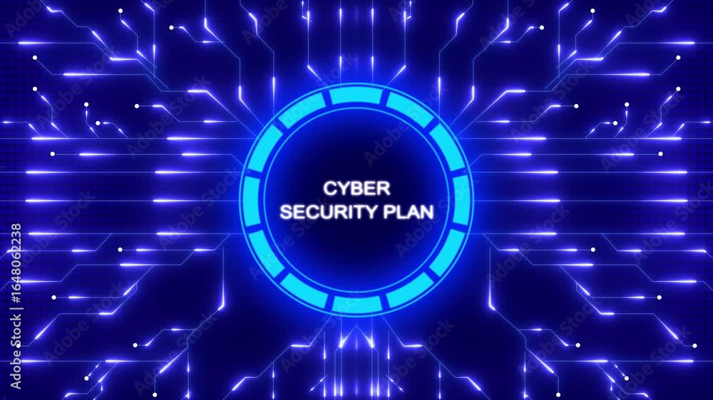 Aufkleber digital cybersecurity plan displayed with circuitry and technology graphics