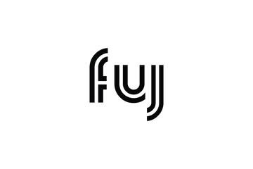 FUJ Creative Unique Modern Letter Logo Design. Elegant Monogram Logo Design with Decorative Elements and Typography