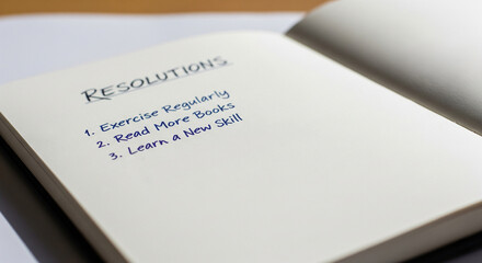 Planner with New Year resolutions text