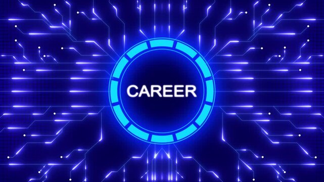 Digital career opportunities futuristic blue tech background with animated glowing lines