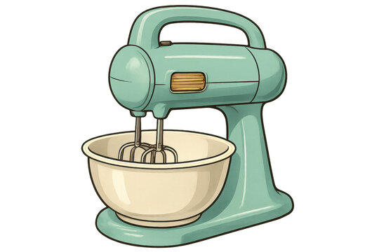 teal mixer with bowl, kitchen appliance clip art preview