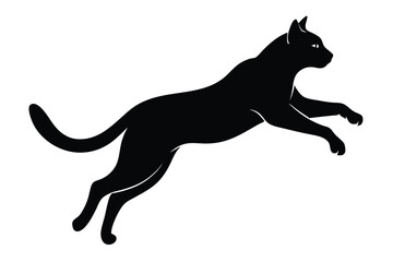 Silhouette of a Black Cat Jumping, Showing Graceful Agility and Athleticism in Motion