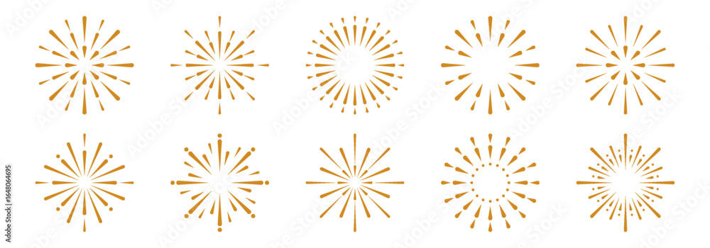 Poster fireworks minimal set. outline festive firecracker illustrations for design use. png