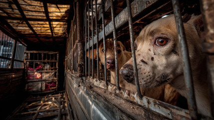 Caged dogs in poor conditions highlight illegal animal trade and cruelty issue