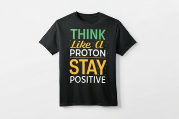 Black t shirt with positive affirmation text design isolated on white background