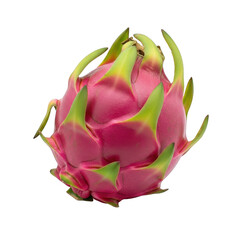 Closeup of a dragon fruit isolated on transparent background, showcasing its vibrant colors