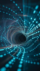 Abstract Blue Light Tunnel with Glowing Particles technology