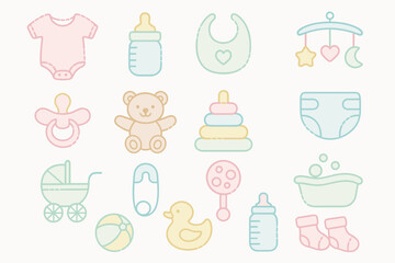Pastel baby essentials: outfits, toys, and accessories for newborns