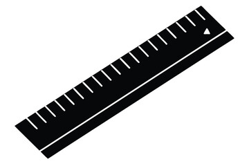 Black Measurement Tool Straight Ruler with Increments and a Small Triangle Mark