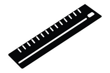 Isolated Black Ruler Illustration Accurate Measurement, Educational Tool, Geometric Precision for Crafts and Design