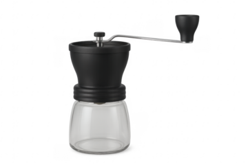 Manual coffee grinder with transparent background isolating grinding equipment