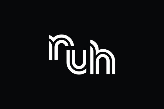 NUH Creative Unique Modern Letter Logo Design. Elegant Monogram Logo Design with Decorative Elements and Typography