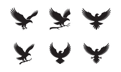 Obraz premium Bird Silhouette Icons Collection for Freedom and Peace Themes