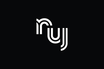 NUJ Creative Unique Modern Letter Logo Design. Elegant Monogram Logo Design with Decorative Elements and Typography