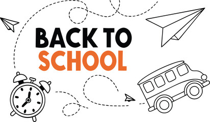 Free cartoon vector illustration of a back to school bus transportation design symbol