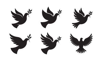 Obraz premium Bird Silhouette Icons for Wildlife and Nature Themes