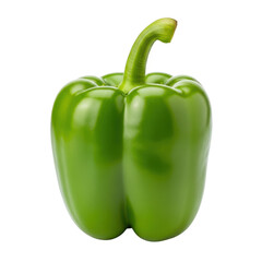A vibrant green bell pepper isolated on transparent background, ready to be cooked