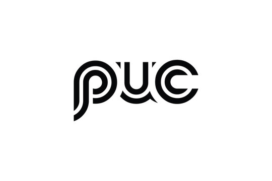 PUC Creative Unique Modern Letter Logo Design. Elegant Monogram Logo Design with Decorative Elements and Typography