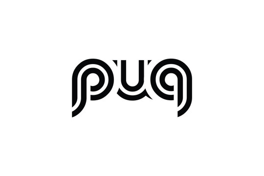 PUQ Creative Unique Modern Letter Logo Design. Elegant Monogram Logo Design with Decorative Elements and Typography