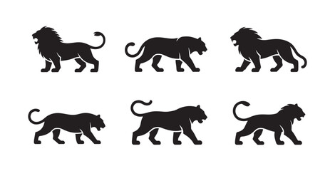 Panther Silhouette Icons for Wildlife and Nature Themes
