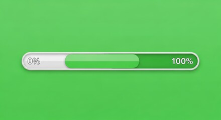 Progress bar showing completion from zero to one hundred percent on green background