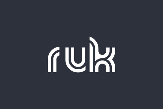 RUK Creative Unique Modern Letter Logo Design. Elegant Monogram Logo Design with Decorative Elements and Typography