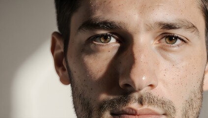 Obraz premium Closeup portrait of young man in sunlight