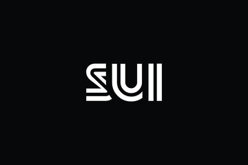 SUI Creative Unique Modern Letter Logo Design. Elegant Monogram Logo Design with Decorative Elements and Typography