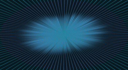 Abstract digital matrix with radiant blue glowing light effects and depth perspective