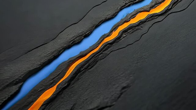 abstract art with contrasting orange and blue lines on dark background