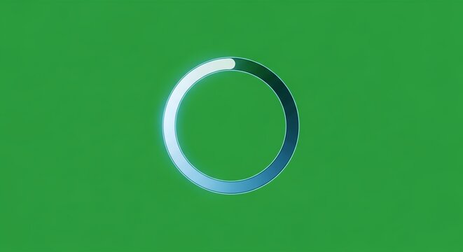 Modern loading ring animation with bright blue glow on a vibrant green background