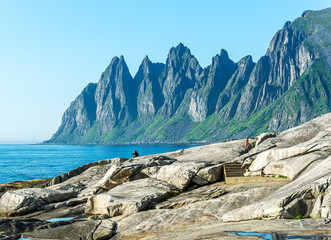 The dragon&rsquo;s teeth rock, jagged Ersfjord, Senja Island, Norway, also known as Devil&rsquo;s Jaw
