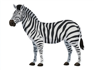 Obraz premium Cartoon illustration of a zebra standing proudly with distinct black and white stripes, showcasing its unique features and playful expression in a vibrant, colorful style