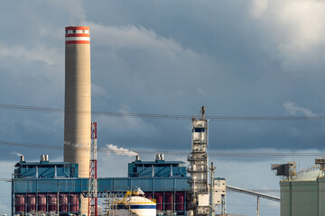 power plant electricity generate from coal and natural gas or LNG under engineering construction...
