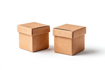 Two medium-sized brown paper boxes placed side by side on a clean surface
