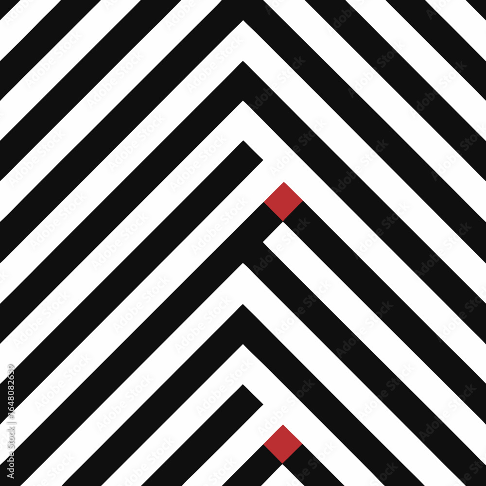 Poster abstract geometric pattern with red accents and chevron design isolated on white background silhouet