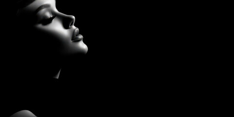 Mysterious Silhouette of a Feminine Figure with Cheekbone and Lips Outlined
