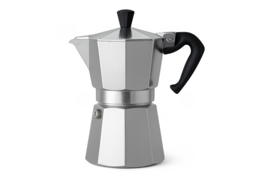 Classic italian coffee maker on transparent background