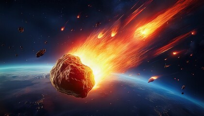 fire meteorite crashing to earth