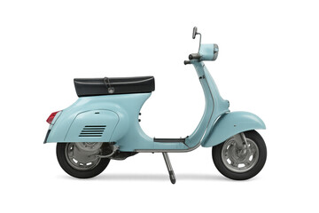 Obraz premium Classic light blue scooter isolated on transparent background