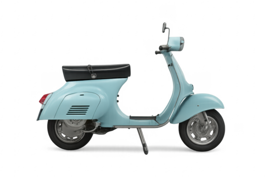 Classic light blue scooter isolated on transparent background - Powered by Adobe