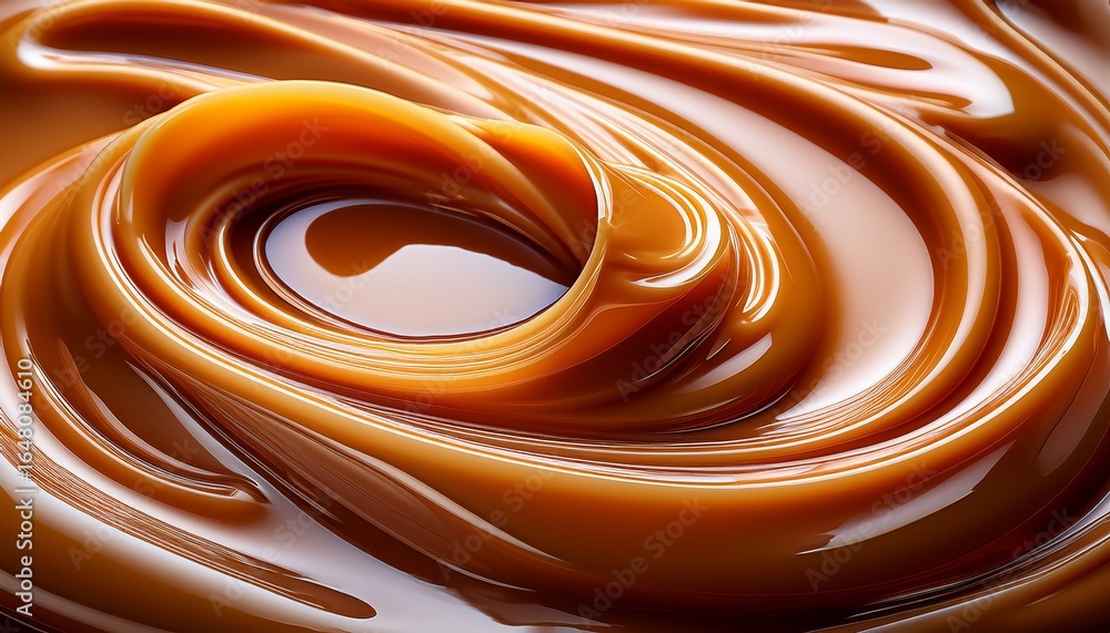 Poster caramel syrup in liquid form caramel paste backdrop curl in caramel texture up close up butter